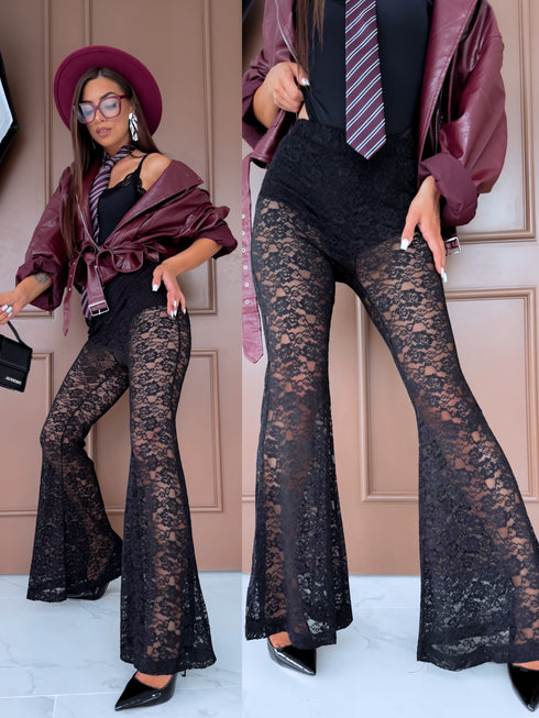 "LUX JACKPOT P8086" lace pants - black